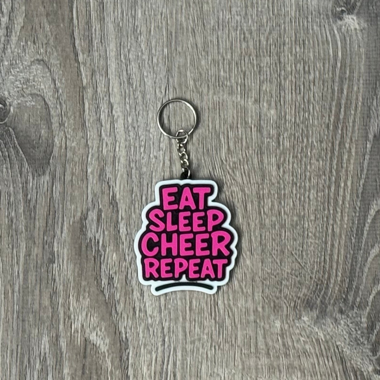 "Eat Sleep Cheer Repeat" Keychain