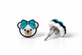 Cheer Bear Blue Bow Stud Earrings pair of 3D-printed earrings