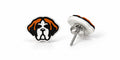 Churchville-Chili Saints St. Bernard Stud Earrings — front and side views of 3D-printed earrings with stud posts