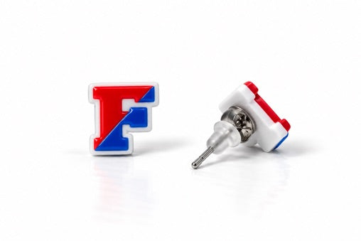 Fairport Raiders F Stud Earrings pair of 3D-printed earrings