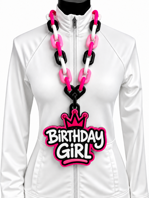 Birthday Girl Hype Chain oversized 3D printed necklace