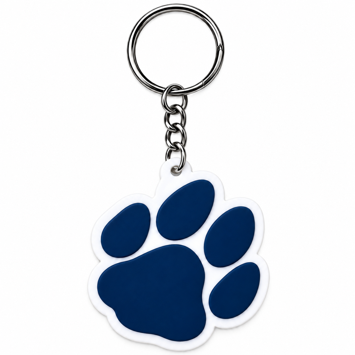 Navy Paw Print Keychain with metal key ring
