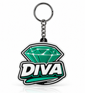 Diva Diamond Cheer Keychain with metal key ring