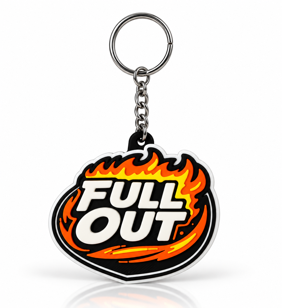 Full Out Flame Keychain 3D printed key ring