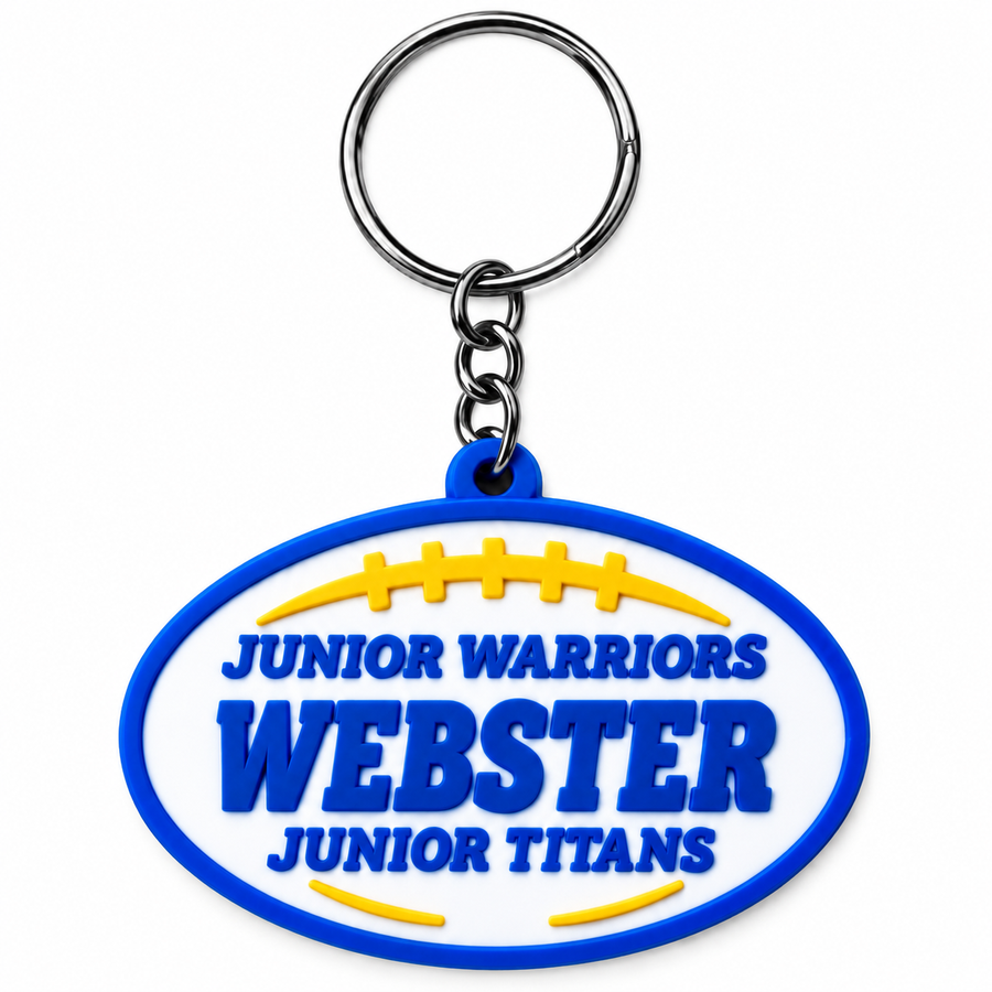 Webster Jr. Warriors and Titans Football Keychain with metal key ring
