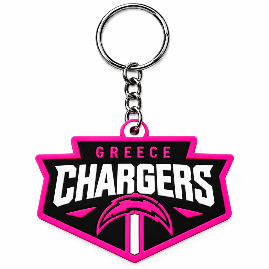Greece Chargers Pink Keychain with metal key ring