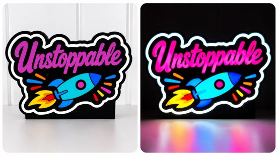 Unstoppable Rocket Lightbox LED lightbox on and off