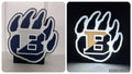 Brighton Bruins B Paw Lightbox unlit on left and lit on right