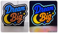 Dream Big Cheer Lightbox illuminated and unlit side-by-side product image