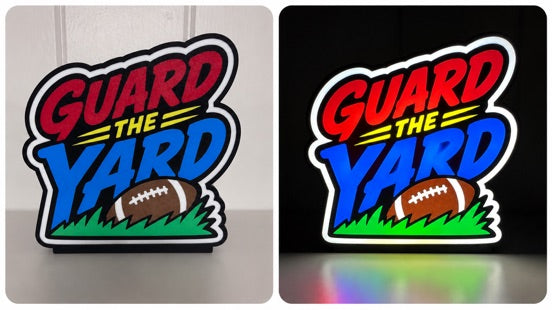 Guard the Yard Football Lightbox unlit and illuminated