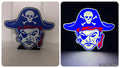 Fairport Raiders Mascot Lightbox illuminated and unlit side-by-side product image