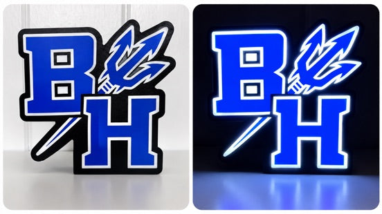 Brockport-Hamlin Jr. Blue Devils BH Lightbox unlit and illuminated