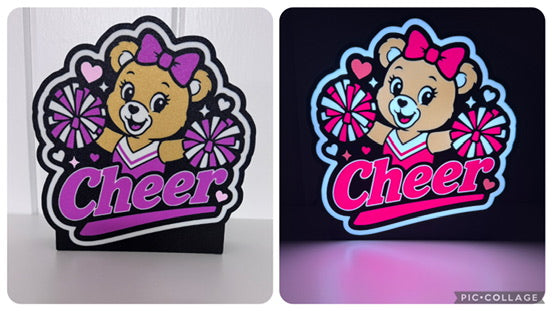 Cheer Bear Pom-Poms Lightbox off and on photo