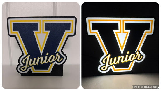 Victor Junior Blue Devils Lightbox illuminated and off comparison