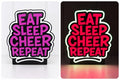 Eat Sleep Cheer Repeat Lightbox illuminated and off comparison