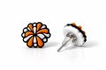 Orange & White Pom Pom Stud Earrings 3D printed product photo
