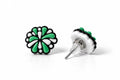 Green & White Pom Pom Stud Earrings original 3D printed FairPlay Creations product photo